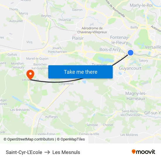 Saint-Cyr-L'Ecole to Les Mesnuls map