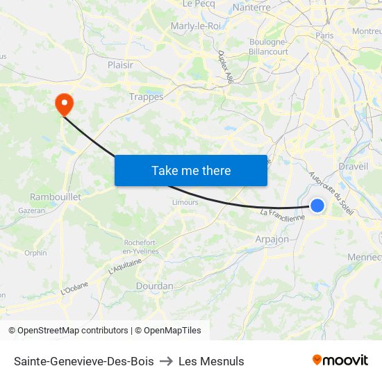 Sainte-Genevieve-Des-Bois to Les Mesnuls map