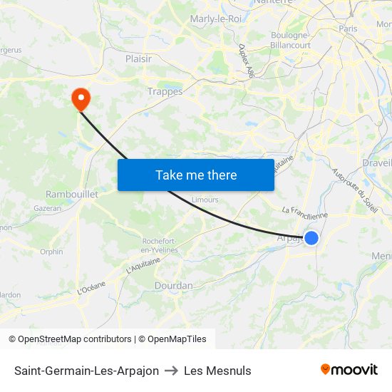 Saint-Germain-Les-Arpajon to Les Mesnuls map