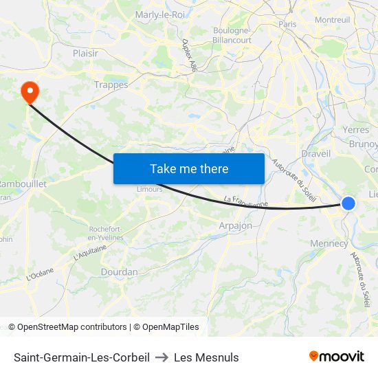 Saint-Germain-Les-Corbeil to Les Mesnuls map