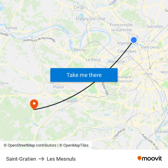 Saint-Gratien to Les Mesnuls map