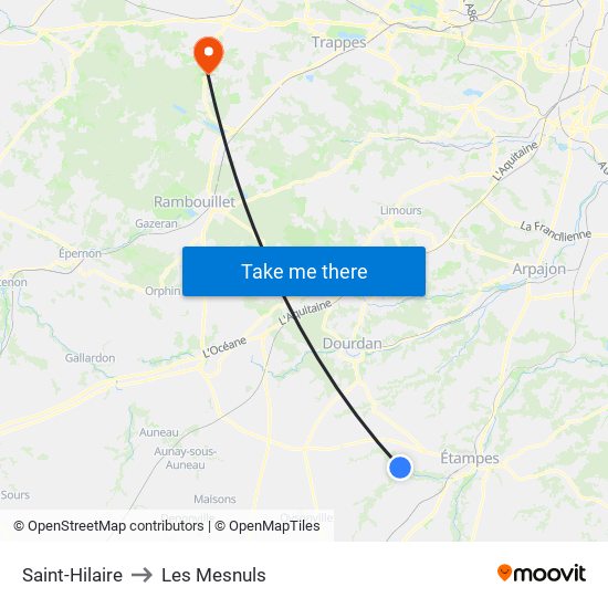 Saint-Hilaire to Les Mesnuls map