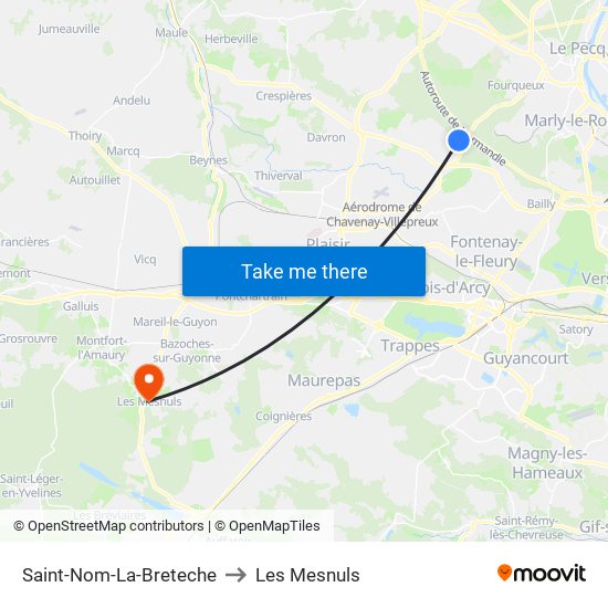 Saint-Nom-La-Breteche to Les Mesnuls map