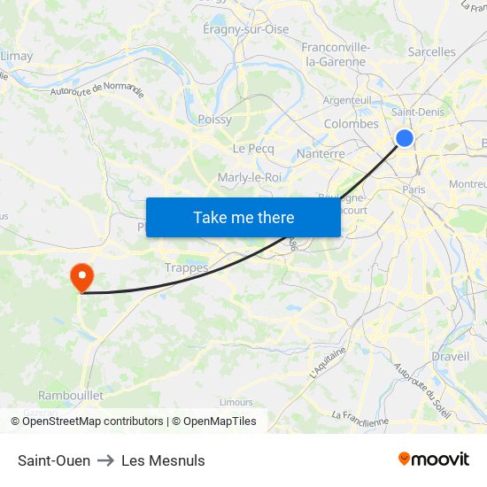 Saint-Ouen to Les Mesnuls map