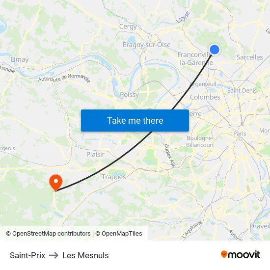 Saint-Prix to Les Mesnuls map