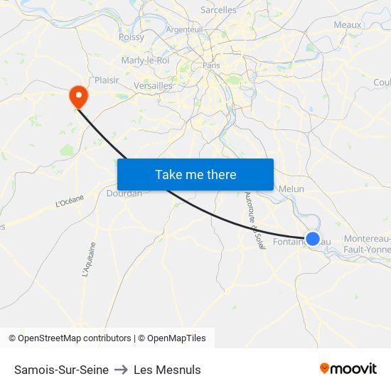 Samois-Sur-Seine to Les Mesnuls map