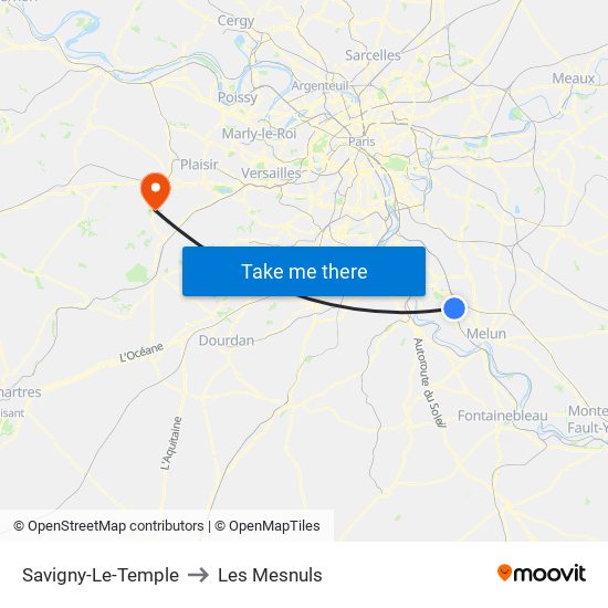 Savigny-Le-Temple to Les Mesnuls map