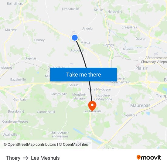 Thoiry to Les Mesnuls map