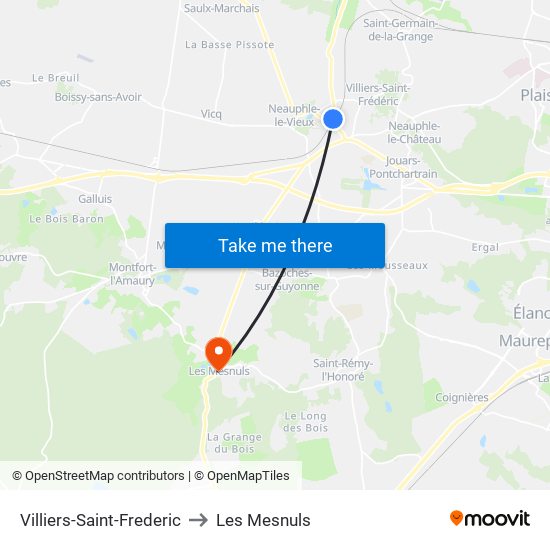 Villiers-Saint-Frederic to Les Mesnuls map