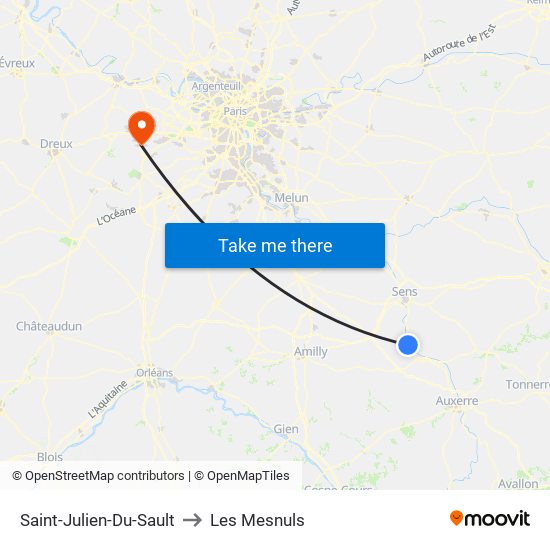 Saint-Julien-Du-Sault to Les Mesnuls map