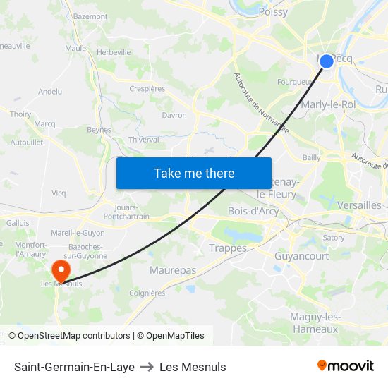 Saint-Germain-En-Laye to Les Mesnuls map