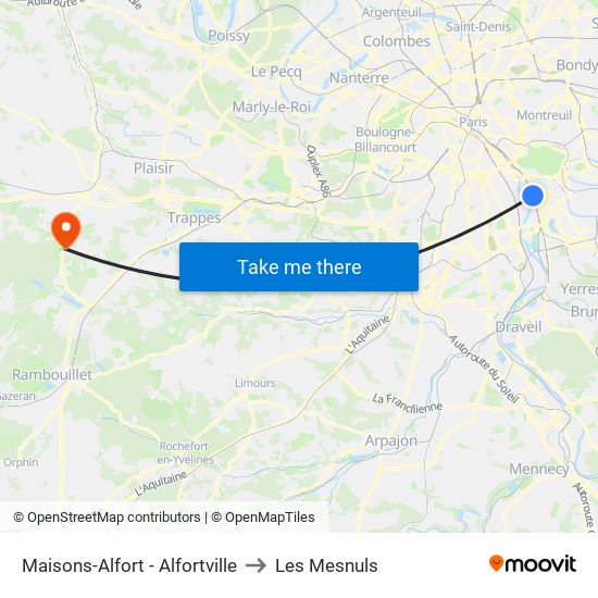 Maisons-Alfort - Alfortville to Les Mesnuls map