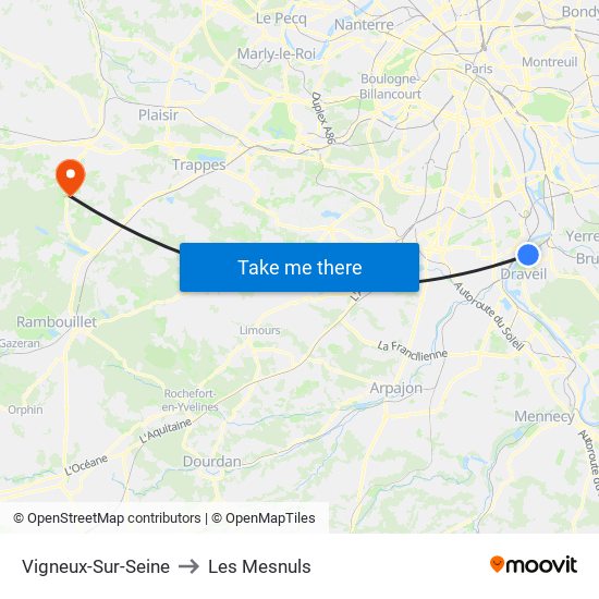 Vigneux-Sur-Seine to Les Mesnuls map