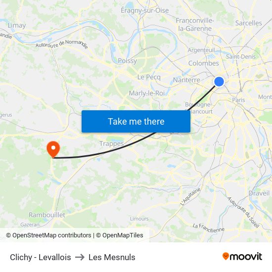 Clichy - Levallois to Les Mesnuls map