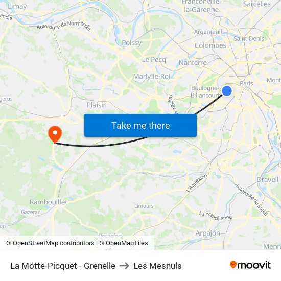 La Motte-Picquet - Grenelle to Les Mesnuls map