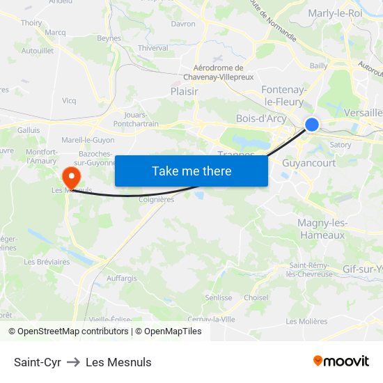 Saint-Cyr to Les Mesnuls map