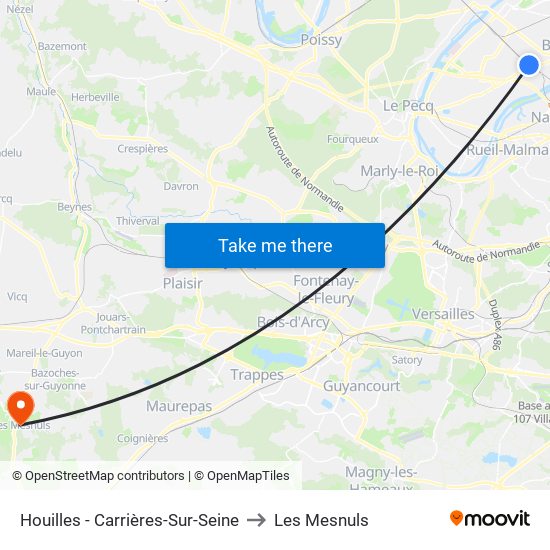 Houilles - Carrières-Sur-Seine to Les Mesnuls map