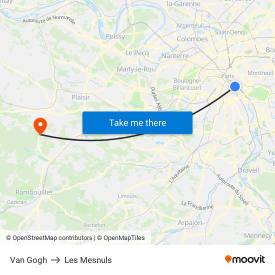 Van Gogh to Les Mesnuls map