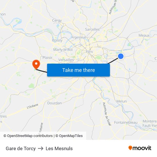 Gare de Torcy to Les Mesnuls map