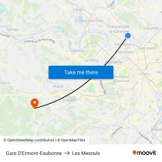 Gare D'Ermont-Eaubonne to Les Mesnuls map