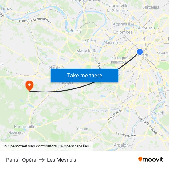 Paris - Opéra to Les Mesnuls map