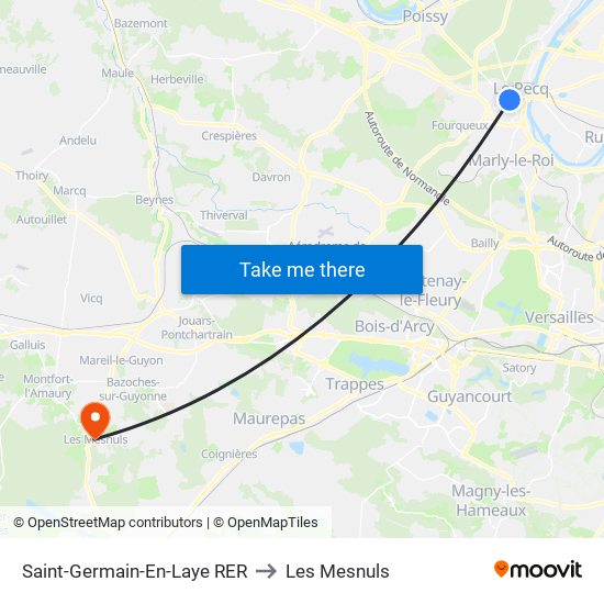 Saint-Germain-En-Laye RER to Les Mesnuls map