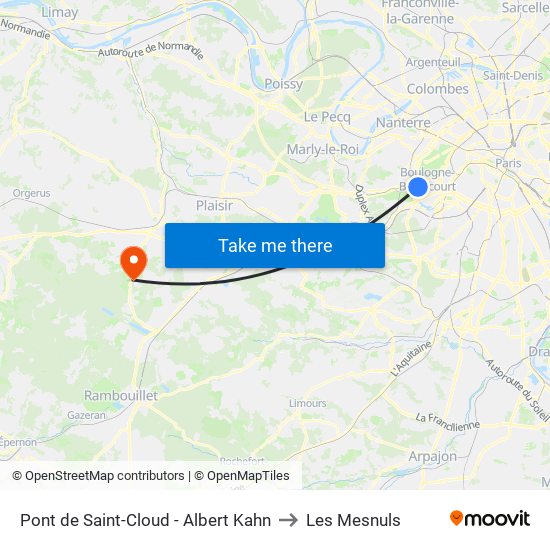 Pont de Saint-Cloud - Albert Kahn to Les Mesnuls map