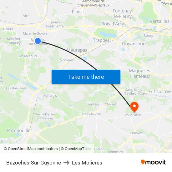 Bazoches-Sur-Guyonne to Les Molieres map