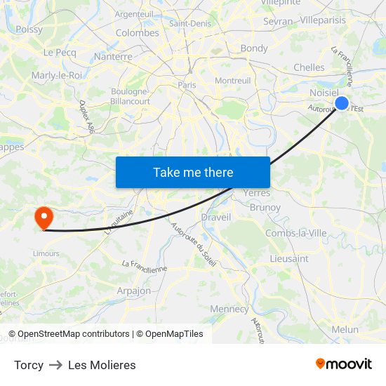 Torcy to Les Molieres map