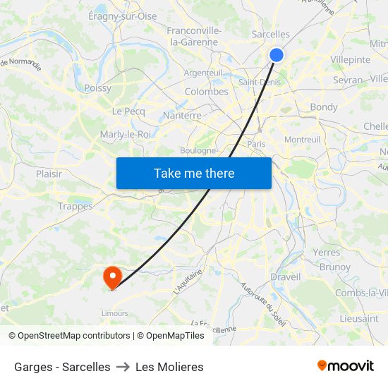 Garges - Sarcelles to Les Molieres map