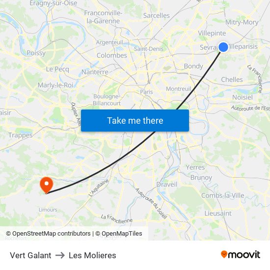 Vert Galant to Les Molieres map