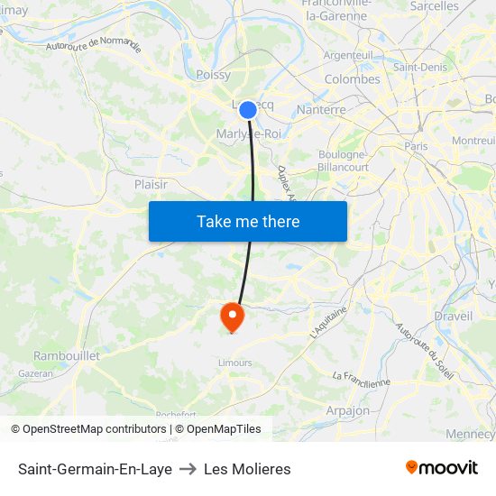 Saint-Germain-En-Laye to Les Molieres map