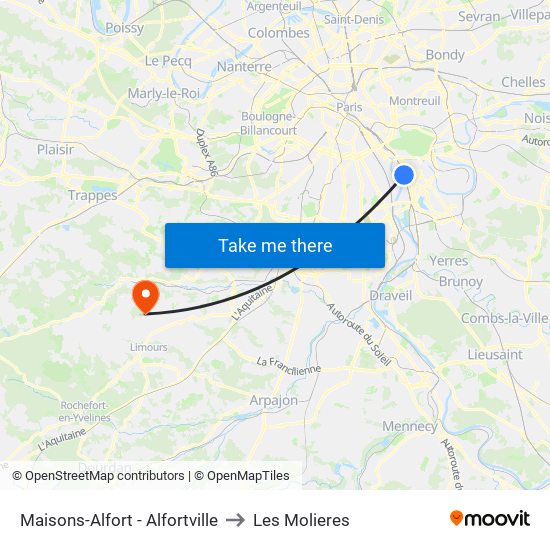 Maisons-Alfort - Alfortville to Les Molieres map