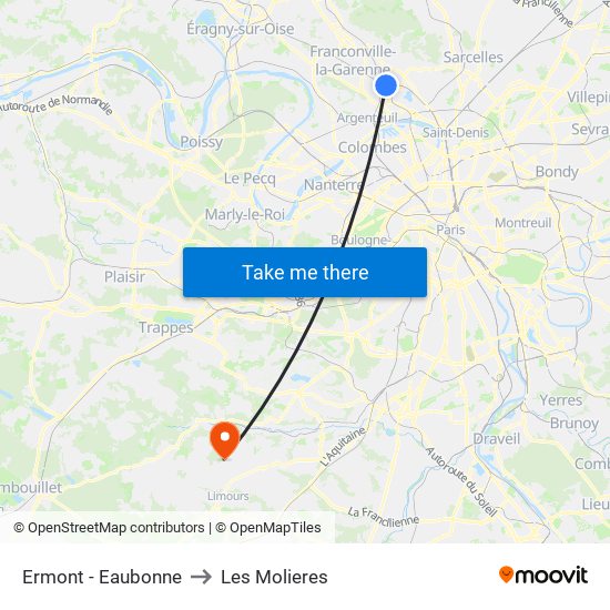 Ermont - Eaubonne to Les Molieres map