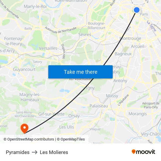 Pyramides to Les Molieres map