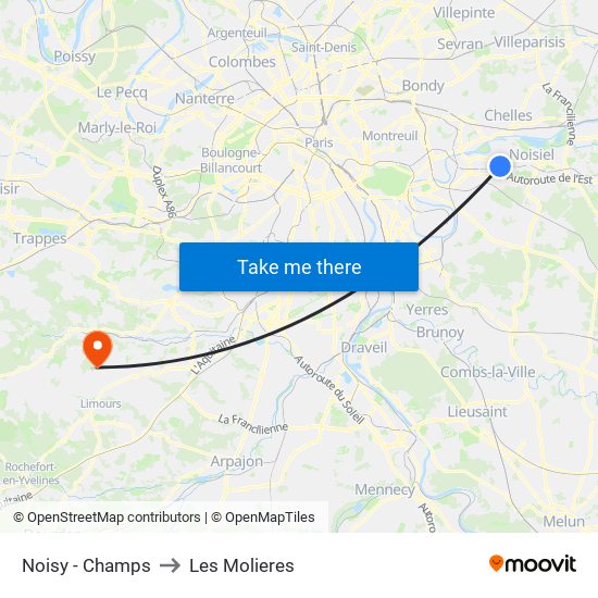 Noisy - Champs to Les Molieres map