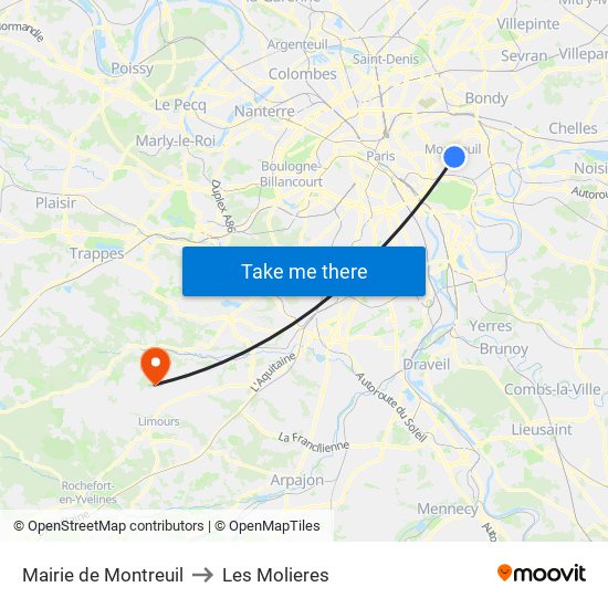 Mairie de Montreuil to Les Molieres map