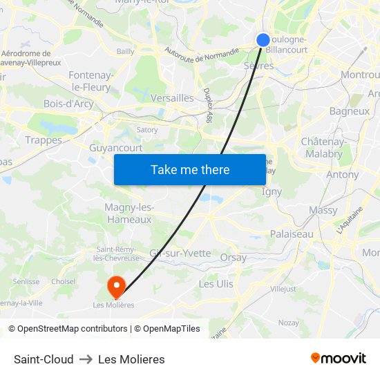 Saint-Cloud to Les Molieres map