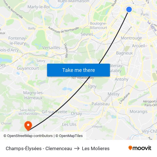 Champs-Élysées - Clemenceau to Les Molieres map