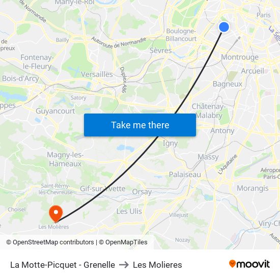 La Motte-Picquet - Grenelle to Les Molieres map