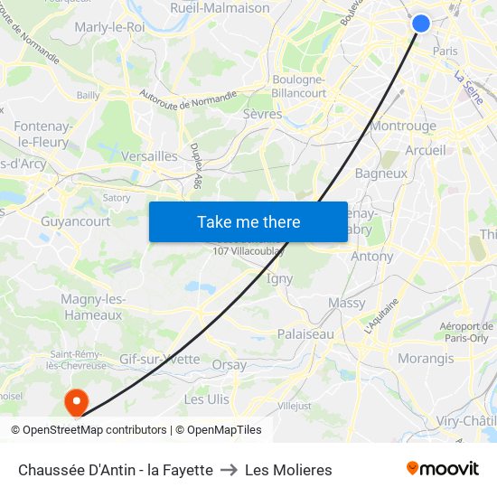 Chaussée D'Antin - la Fayette to Les Molieres map
