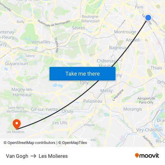 Van Gogh to Les Molieres map