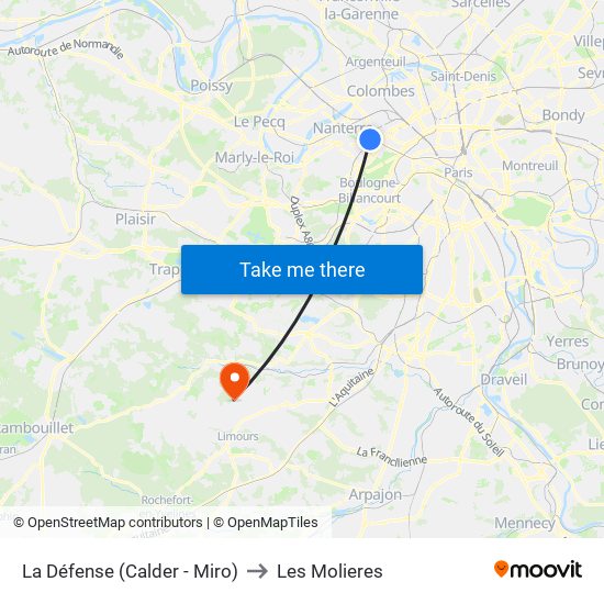 La Défense (Calder - Miro) to Les Molieres map