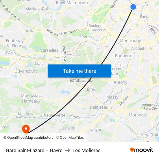 Gare Saint-Lazare – Havre to Les Molieres map