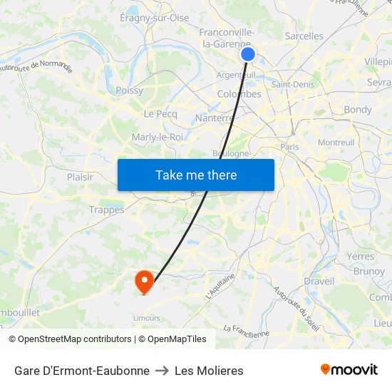Gare D'Ermont-Eaubonne to Les Molieres map