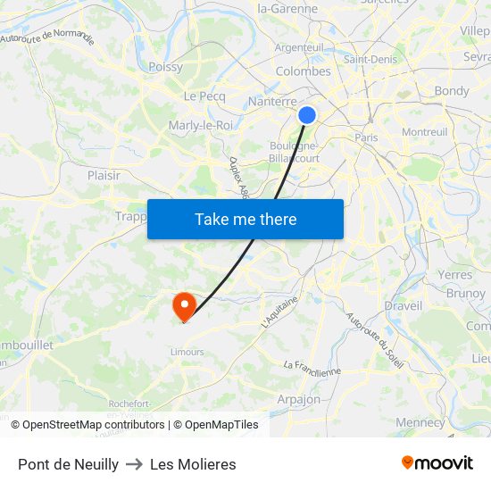 Pont de Neuilly to Les Molieres map