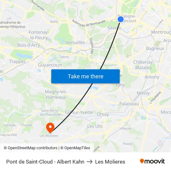 Pont de Saint-Cloud - Albert Kahn to Les Molieres map
