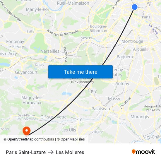 Paris Saint-Lazare to Les Molieres map