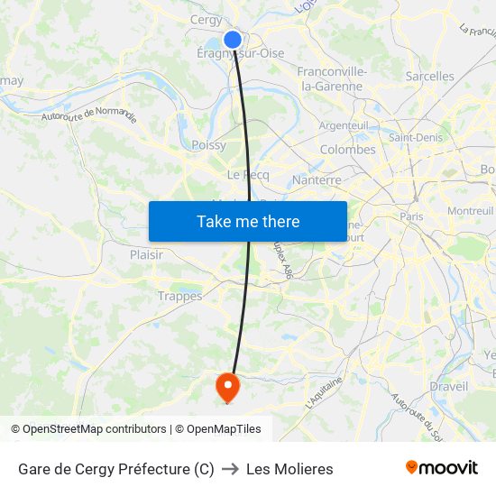 Gare de Cergy Préfecture (C) to Les Molieres map