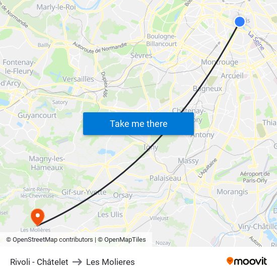 Rivoli - Châtelet to Les Molieres map